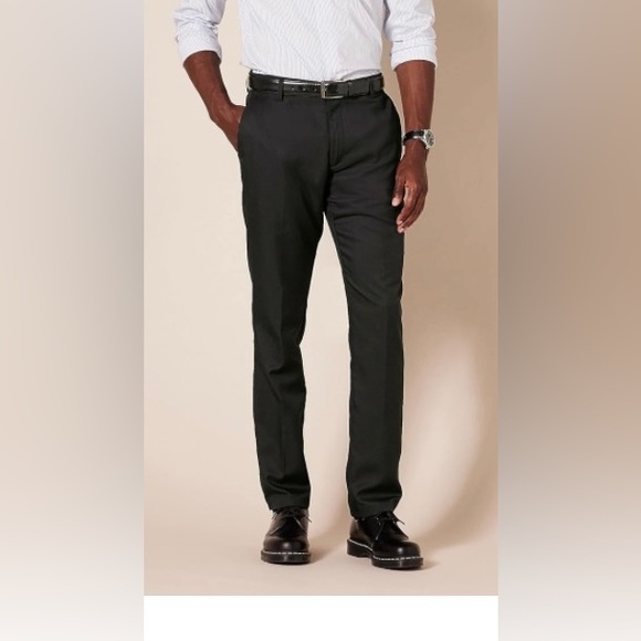 Amazon essential men’s slim fit flat front dress pants. Black 29Wx30L. - Picture 2 of 6